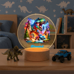Camión Dinámico Personalizado Dinosaurio LED Luz de Noche con Nombre y Base de Madera Decoración del Hogar Regalo de Cumpleaños para Niños