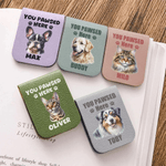 Gepersonaliseerde leuke hond kat gezicht foto PU lederen magnetische bladwijzer Clip met naam lezen accessoires kerstcadeau voor dierenliefhebbers boekenwurmen