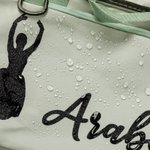 Personalized Glitter Ballet Silhouette Name Waterproof Large Travel Duffle Bag with Shoe Compartment and Shoulder Strap Birthday Gift for Dance Lovers