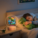 Camión Dinámico Personalizado Dinosaurio LED Luz de Noche con Nombre y Base de Madera Decoración del Hogar Regalo de Cumpleaños para Niños
