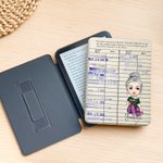 Personalized Cartoon Character Retro Library Card Portable Kindle Case with Name and Hand Strap Christmas Birthday Gift for Book Lovers Bookworms