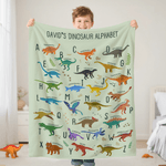 Coperta personalizzata Multicolore Cartoon Dinosaur Alphabet Soft Throw Blanket with Name Christmas Birthday Gift for Toddlers Kids