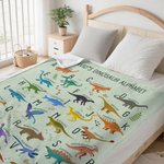 Coperta personalizzata Multicolore Cartoon Dinosaur Alphabet Soft Throw Blanket with Name Christmas Birthday Gift for Toddlers Kids