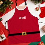 Personalised Adjustable Waterproof Santa Claus Belt Apron with Name Kitchen Wear Cooking Baking Christmas Gift for Baker Family