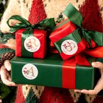 Personalised Santa Claus Initial Glitter Waterproof Stickers Labels with Name Gift Decor Christmas Party Favors for Family Friends