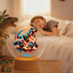 Camión Dinámico Personalizado Dinosaurio LED Luz de Noche con Nombre y Base de Madera Decoración del Hogar Regalo de Cumpleaños para Niños
