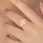 Personalized Birthstone Rose Flower Urn Ring with Engraved Text Cremation Jewelry for Ashes of Loved Ones Memorial Gift for Women
