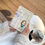 Personalized Cartoon Character Retro Library Card Portable Kindle Case with Name and Hand Strap Christmas Birthday Gift for Book Lovers Bookworms