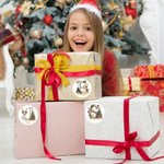 Personalized Golden Reindeer Christmas Tree Waterproof Stickers Labels with Initial and Name Gift Decor Christmas Party Favor for Family Kids