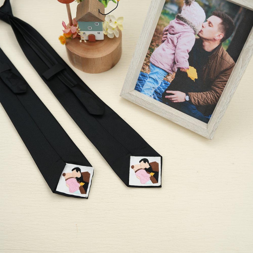 Personalized Embroidered Photo Patch for Tie Wedding Anniversary Gift for Men Husband Dad Groomsmen 3