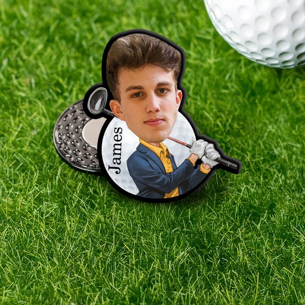 Personalizzato viso foto Golf personaggio Golf Ball Marker magnetico cappello clip con nome Compleanno gioco giorno regalo per i giocatori di golf amanti