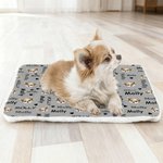 Personalized Pet Face Photo Paw Print Soft Pet Bed Mat with Name Pet Birthday Adoption Anniversary Gift for Pet Lovers Owners