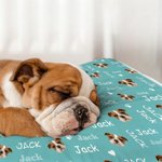 Personalized Pet Face Photo Paw Print Soft Pet Bed Mat with Name Pet Birthday Adoption Anniversary Gift for Pet Lovers Owners