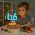 Personalisiertes 3D Fußball Cartoon Figur LED Nachtlicht mit Namen Initiale Nummer Holzsockel Kinderzimmer Deko Geburtstag Geschenk für Jungen Mädchen