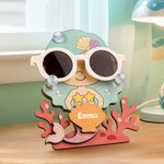Personalized Coral Shell Cute Mermaid Design Kid's Eyeglass Holder Stand with Name Desk Decor Birthday Gift for Girls