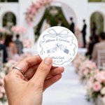Personalized Romantic Wedding Bow Waterproof Stickers with Name Gift Decor Wedding Bridal Shower Party Favors for Couple