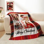 Personalised 3-9 Photos Collage Super Soft Blanket with Text Home Decor Christmas Gift for Family Friends