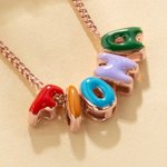 Personalized Colorful 3D Enamel Bubble Letter Name Sterling Silver Necklace Minimalist Jewelry Birthday Gift for Women Kids