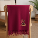 Écharpe en Faux Cachemire Perosnnalisée avec Nom et Fleur Accessoire d'Hiver Cadeau Anniversaire pour la Famille et les Amis