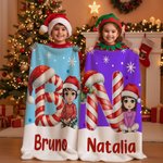 Tutti i miei cari vicini con un abbraccio - Coperta morbida personalizzata con nome e personaggio animato