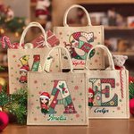 Sac en toile de jute personnalisé avec nom Noël Utilisation quotidienne Cadeau pour la famille Amis