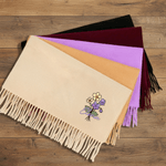 Écharpe en Faux Cachemire Perosnnalisée avec Nom et Fleur Accessoire d'Hiver Cadeau Anniversaire pour la Famille et les Amis
