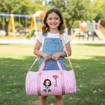 Personlig Cartoon Character Birth Flower Kid Seersucker Duffle Bag Overnight Sports Travel Essentials Bursdagsgave til gutter Jenter
