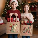 Sac en toile de jute personnalisé avec nom Noël Utilisation quotidienne Cadeau pour la famille Amis