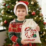 Sac en toile avec cordon de serrage avec nom Cadeau de Noël pour les amis et la famille