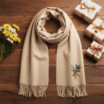 Écharpe en Faux Cachemire Perosnnalisée avec Nom et Fleur Accessoire d'Hiver Cadeau Anniversaire pour la Famille et les Amis