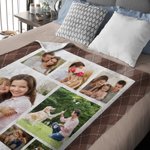 Couverture Polaire ou Sherpa Personnalisée avec Texte et 3-9 Photos de Style Collage Décroation de Chambre Cadeau Noël Fête pour Famille Amis