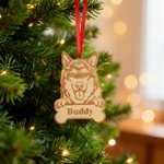 Personalised Engraved Dog Bone Wooden Christmas Ornament with Name Home Decor Christmas Gift for Dog Owners Lovers