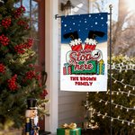 Gepersonaliseerde Kerstman Stop Hier Schoorsteen Kerstman Tuinvlag met Tekst Yard Porch Decor Kerstcadeau voor familie tuinliefhebbers