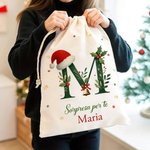 Un sacco pieno di amore (e regali) - Sacco di Babbo Natale in tela personalizzato con iniziale e nom