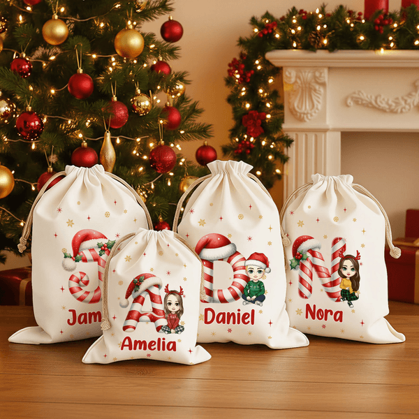 Sac en toile avec cordon de serrage avec nom Cadeau de Noël pour les amis et la famille
