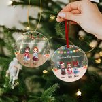 Personalisierter 2–5 Cartoon-Figur Acryl-Weihnachtsanhänger mit Namen Band Schneeflocken Haus Deko Weihnachtsgeschenk für Schwestern Beste Freundinnen