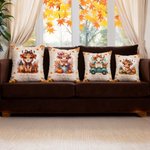 Personalised Autumn Highland Cow Pumpkin Soft Cushion Cover with Name Home Decor Birthday Thanksgiving Day Gift for Family Kids