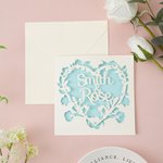 Personalised Multicolour Floral Heart Hollow Design Greeting Card with Name Date and Free Envelope Wedding Anniversary for Newlyweds