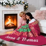 Personalisierte Weihnachtsbaum Decke mit Namen Text Blumenhintergrund Haus Deko Weihnachtsgeschenk für Familie Freunde