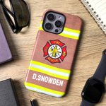 Personalized Maltese Cross Firefighter Uniform Glossy Matte Phone Case with Name for iPhone Samsung Thanksgiving Day Birthday Gift for Firefighters