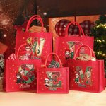 Chapeau de Père Noël Personnalisé Initiale Personnage Cartoon Rouge Grand Sac Fourre-tout en jute avec Nom Utilisation quotidienne Cadeau de Noël pour la Famille Les Amis