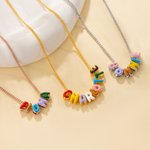 Personalized Colorful 3D Enamel Bubble Letter Name Sterling Silver Necklace Minimalist Jewelry Birthday Gift for Women Kids