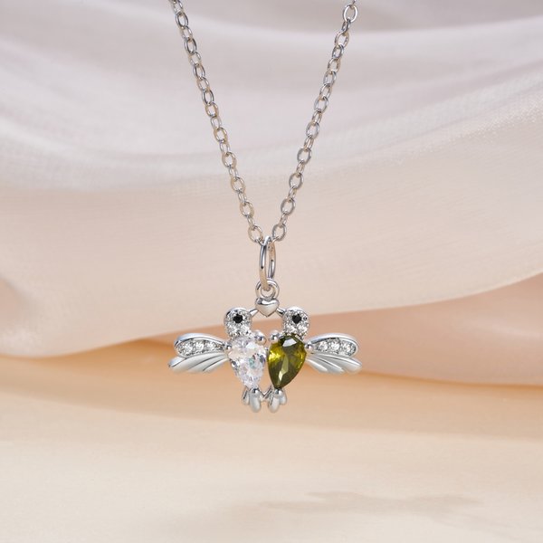 Collana personalizzata con zircone colibrì con pietra di nascita Gioielli delicati Regalo di compleanno e anniversario per le donne amanti dei colibrì