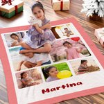 Personalised 3-9 Photos Collage Super Soft Blanket with Text Home Decor Christmas Gift for Family Friends