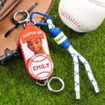 Personalized Photo to AI Character Pickleball Tennis Baseball Bag Holder Tag with Name Game Birthday Gift for Ball Sports Lovers