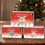 Personalized 1-8 Gingerbread Men House Pattern Biscuit Tin Storage Box with Text Title and Names Christmas Gift for Kids Family Friends