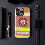 Personalized Maltese Cross Firefighter Uniform Glossy Matte Phone Case with Name for iPhone Samsung Thanksgiving Day Birthday Gift for Firefighters