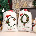 Un sacco pieno di amore (e regali) - Sacco di Babbo Natale in tela personalizzato con iniziale e nom