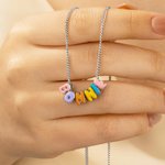 Personalisierte Namenskette mit bunten 3D Emaille Blase Buchstaben Charm Minimalistischer Schmuck Geburtstag Geschenk für Freunde und Familie