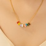 Personalisierte Namenskette mit bunten 3D Emaille Blase Buchstaben Charm Minimalistischer Schmuck Geburtstag Geschenk für Freunde und Familie